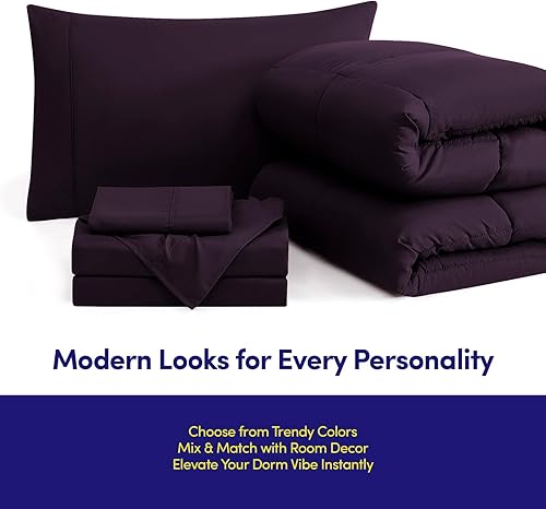 Miniatura 4 de Dorm Room Essentials - Juego de edredón de 5 piezas tamaño individual en una bolsa para estudiantes universitarios, niños y niñas, individual, color