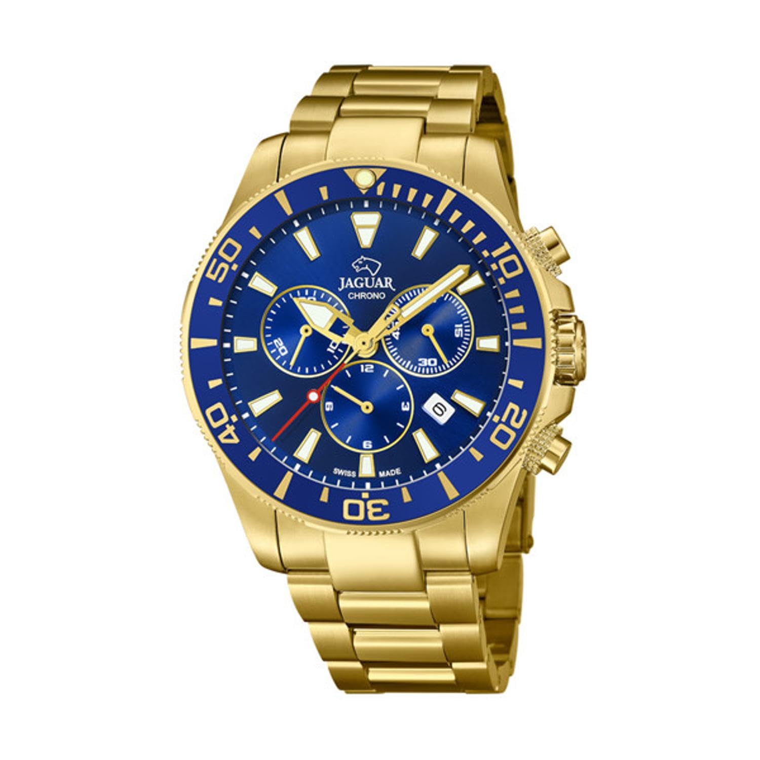 Jaguar Reloj Modelo J864/2 de la colección Executive, Caja de 43,5 mm Azul con Correa de Acero Chapado para Caballero