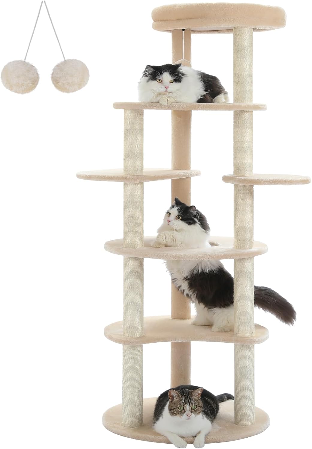 PAWZ Road [61''=156CM] Cat Tree for Indoor Large Cats, 6Levels Cat