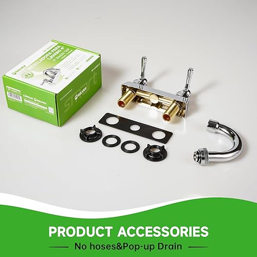 Miniatura 6 de SOLVEX Centerset SP-40001-2 - Grifo de baño de 2 manijas de 4 pulgadas, 3 agujeros, níquel cepillado, grifo de lavabo de baño con montaje en