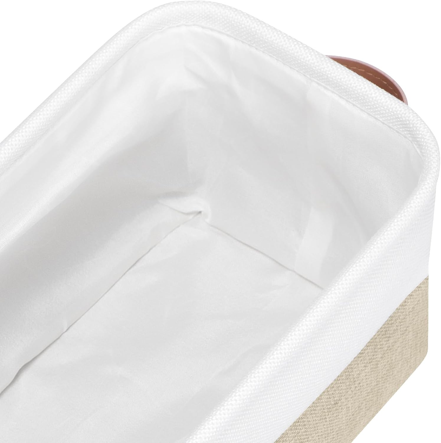 Kntiwiwo Small Fabric Storage Bins, 15x6x5 inch Narrow Storage Baskets 4-Pack Long Storage Basket for Organizing with Handles, Decorative Basket for Closets, Shelves, Toilet Paper, Beige