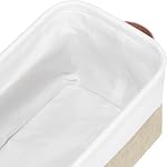 Small Fabric Storage Bins, 15x6x5 inch Narrow Storage Baskets 4-Pack Long Storage Basket for Organizing with Handles, Decorative Basket for Closets, Shelves, Toilet Paper, White/Beige