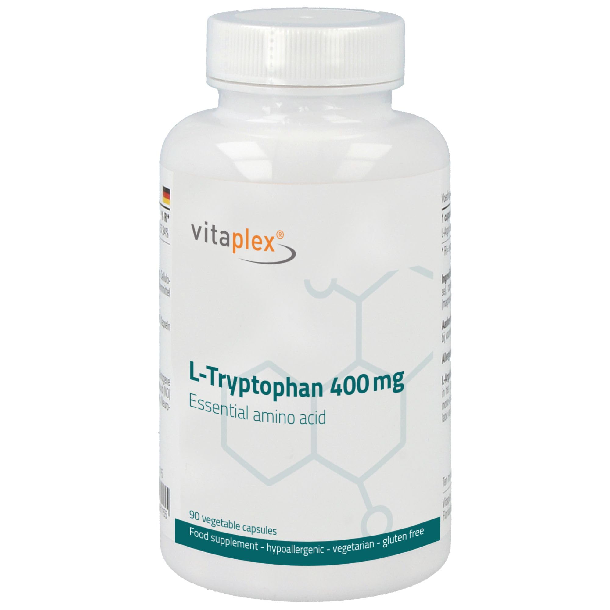 L-Tryptophan hochdosiert Kapseln (400 mg, 90 Tabletten) - L Tryptophan Aminosäuren Kapseln - vegan und vegetarisch