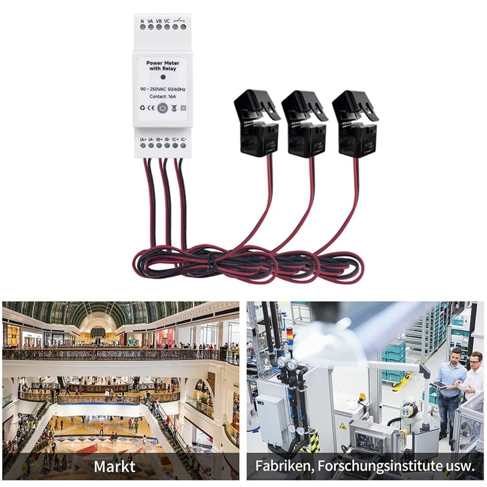 Para Smart Din Rail Power Monitor Voltaje Corriente 3Phase Wifi Medidor de energía con monitoreo de consumo de energía en tiempo real y alarma de sobrecarga Push