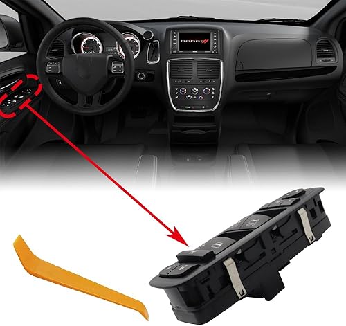 Miniatura 6 de Interruptor de elevalunas eléctrico delantero izquierdo del lado del conductor con doble botón automático, compatible con Chrysler Town & Country