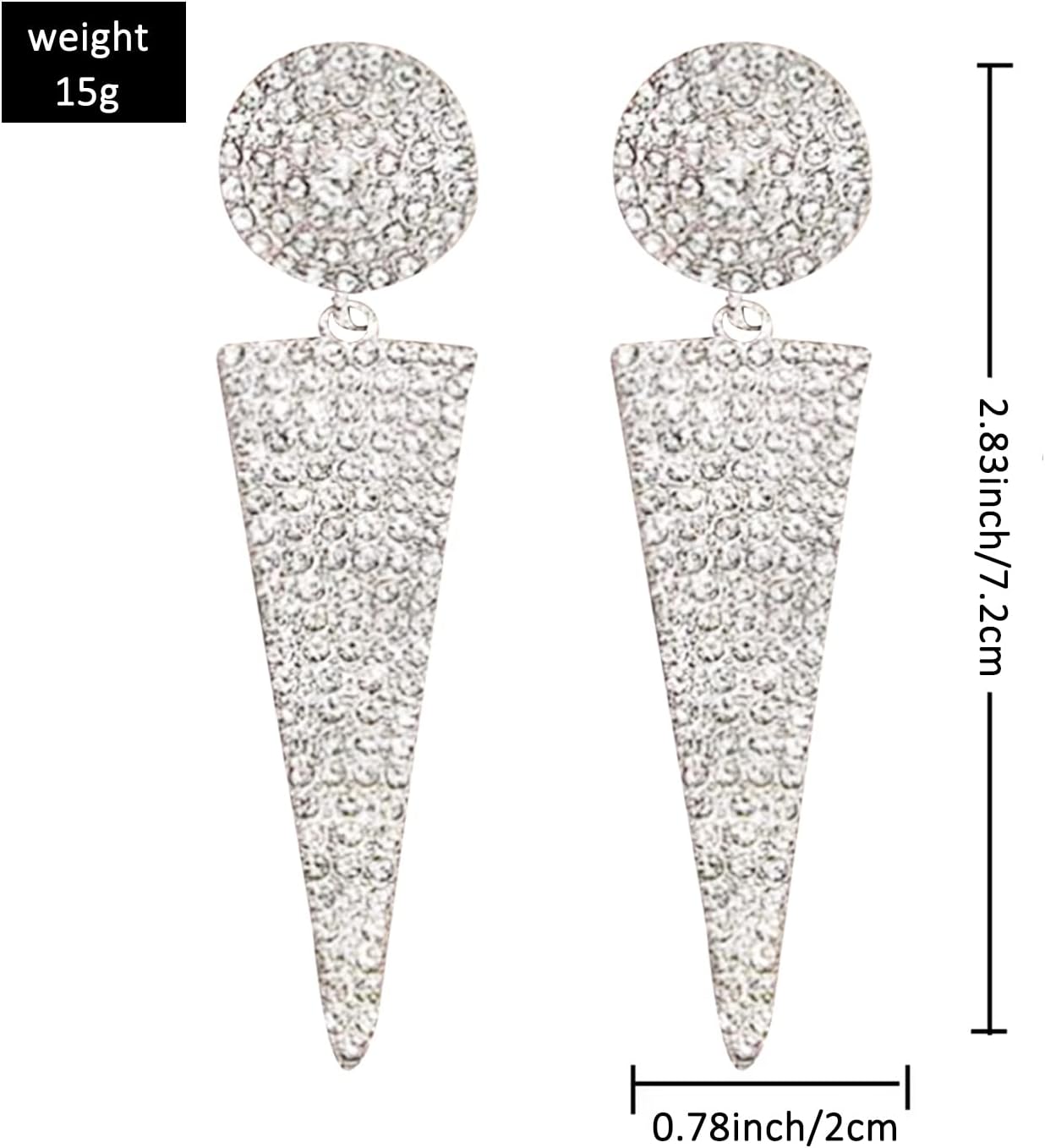 KaFu Simple Big Triangle Crystal Bridal Chandelier Drop Dangle Earrings Elegant Rhinestone Bridal Dangling Studs Earring Wedding Jewelry Gift for Women Girls - Image 2