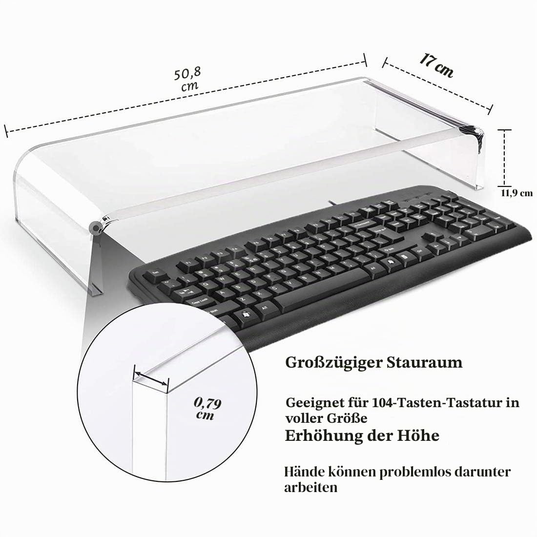 Anti-Katze Klare Acryl-Tastaturabdeckung - Verhindern Sie Katzenberührungen, Tastaturschutz, Monitorständer Und Bildschirmständer