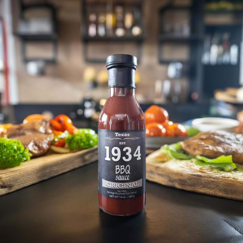 1934 BBQ Sauce | Original, Heat, Smoke & Sweet Onion 14 oz | Authentic Texas Style Barbecue Sauce | No Preservatives or High Fructose Corn Syrup | Rich Bold Taste for Grilling & Everyday Cooking