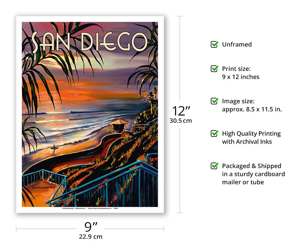 Amazon.com: San Diego - California Sunset - Vintage Travel Poster