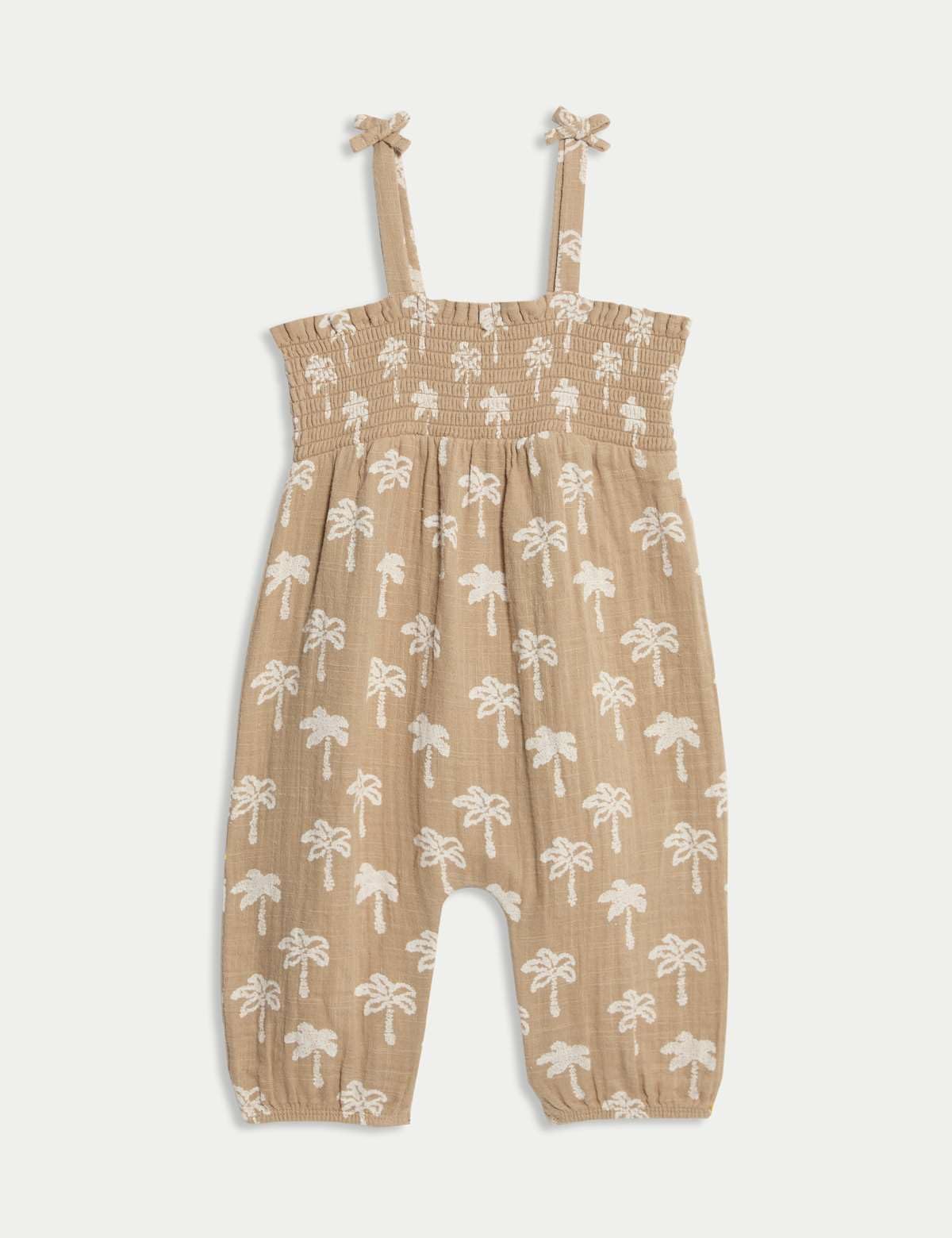 Marks & Spencer Pure Cotton Palm Tree Romper (0-3 Yrs) Brown Mix - Image 4 thumbnail