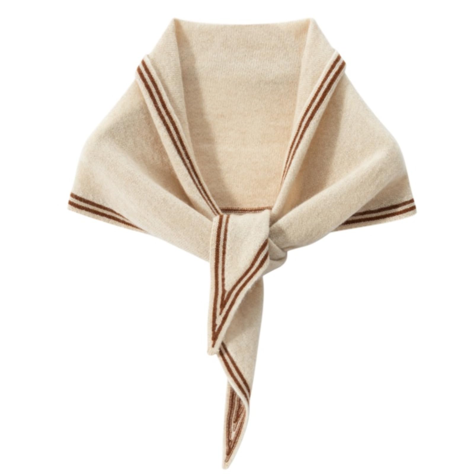 ThiCc Knitted Triangle Scarf for Women - Minimalist Cashmere Shawl Versatile Neck Warmer Cozy Headscarf Elegant 2-in-1 Neck Wrap Stylish Neckerchief Old Money Aesthetic (Khaki)
