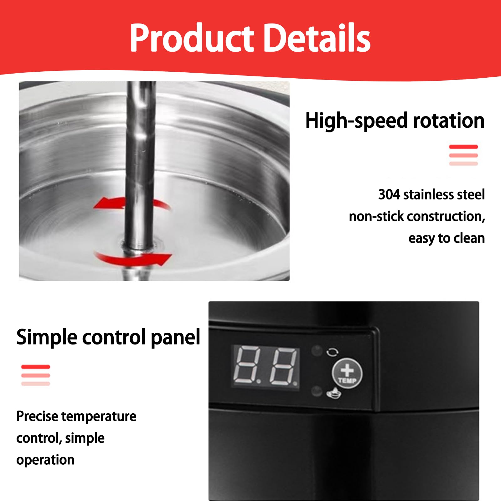 Dispensador de chocolate caliente con pantalla LED y termostato ajustable para calentar bebidas