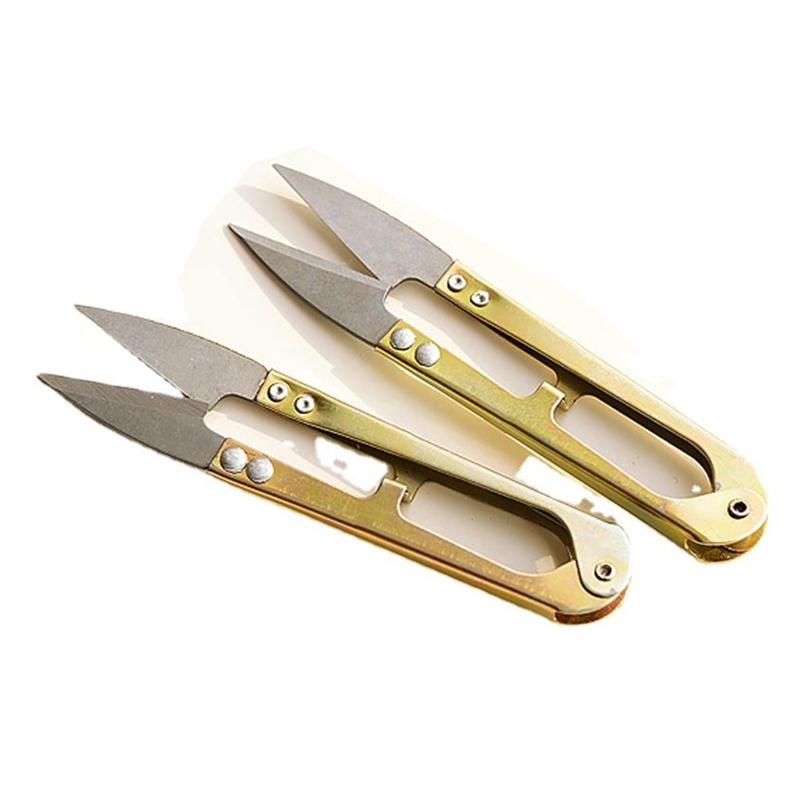 GLJTUO 3Pcs Portable U-Shape Sewing Scissors Tailor's Scissors Practical Sewing Supplies Yarn Snips Thread Cutter Nippers,3pc- Gold Color