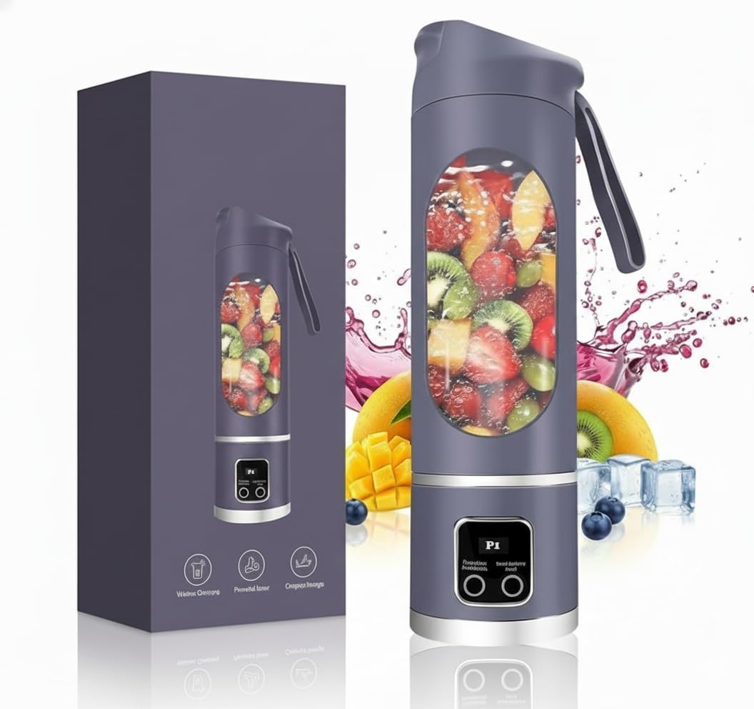 KOIOS Personal Blender Portable Juicer – 10 Blades USB Rechargeable Smoothie Maker for Shakes, Healthy Drinks, Fruit Juice, Lightweight Mini Mixer Bottle for Travel, Gym, Office