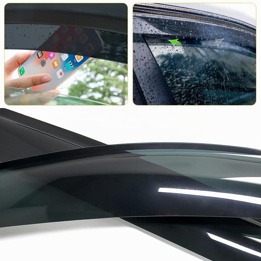 Déflecteurs de Vent Déflecteurs de Pluie pour Toyota Hilux 2016-2024 Hilux AN110 AN120 AN130 Extra Cabine 4 pièces Noir Fumé