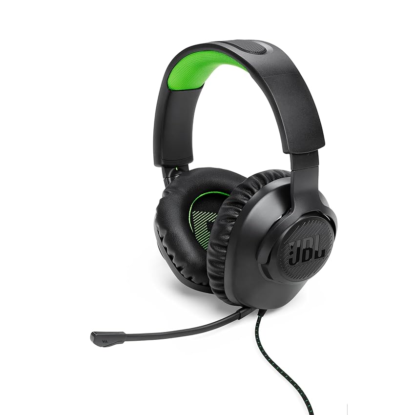 JBL Quantum 100X Cuffie Gaming Over-Ear con Filo, Headset da gioco con Microfono Boom Direzionale Rimovibile, Realizzato per Xbox, Compatibilità Multipiattaforma e Altre Console, Nero e Verde