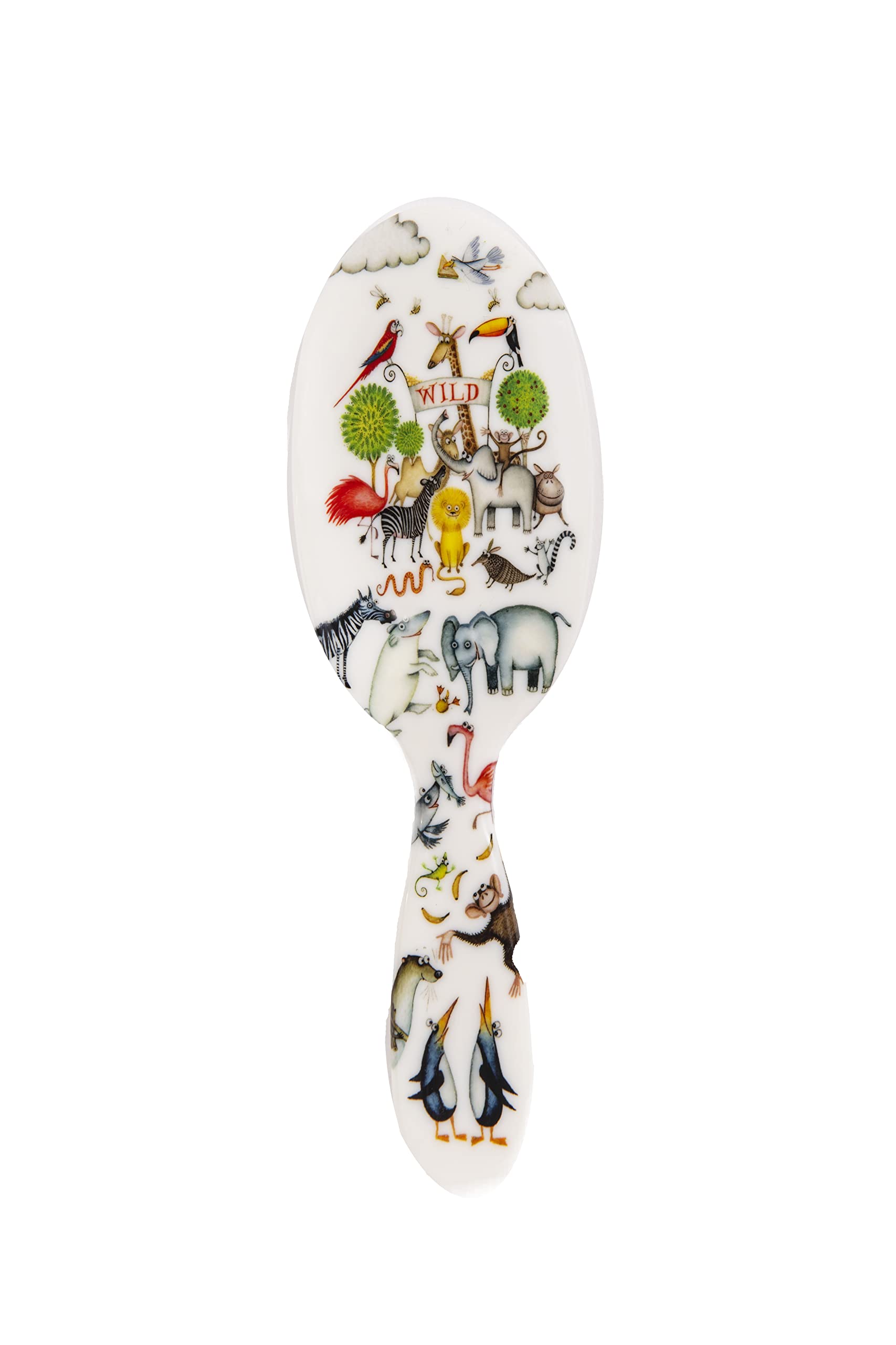 Rock & Ruddle Spazzola per capelli naturale in pura setola per donne, bambini (grande, 21 cm), capelli bagnati o asciutti, districante lisciante, prodotta nel Regno Unito - Design selvaggio