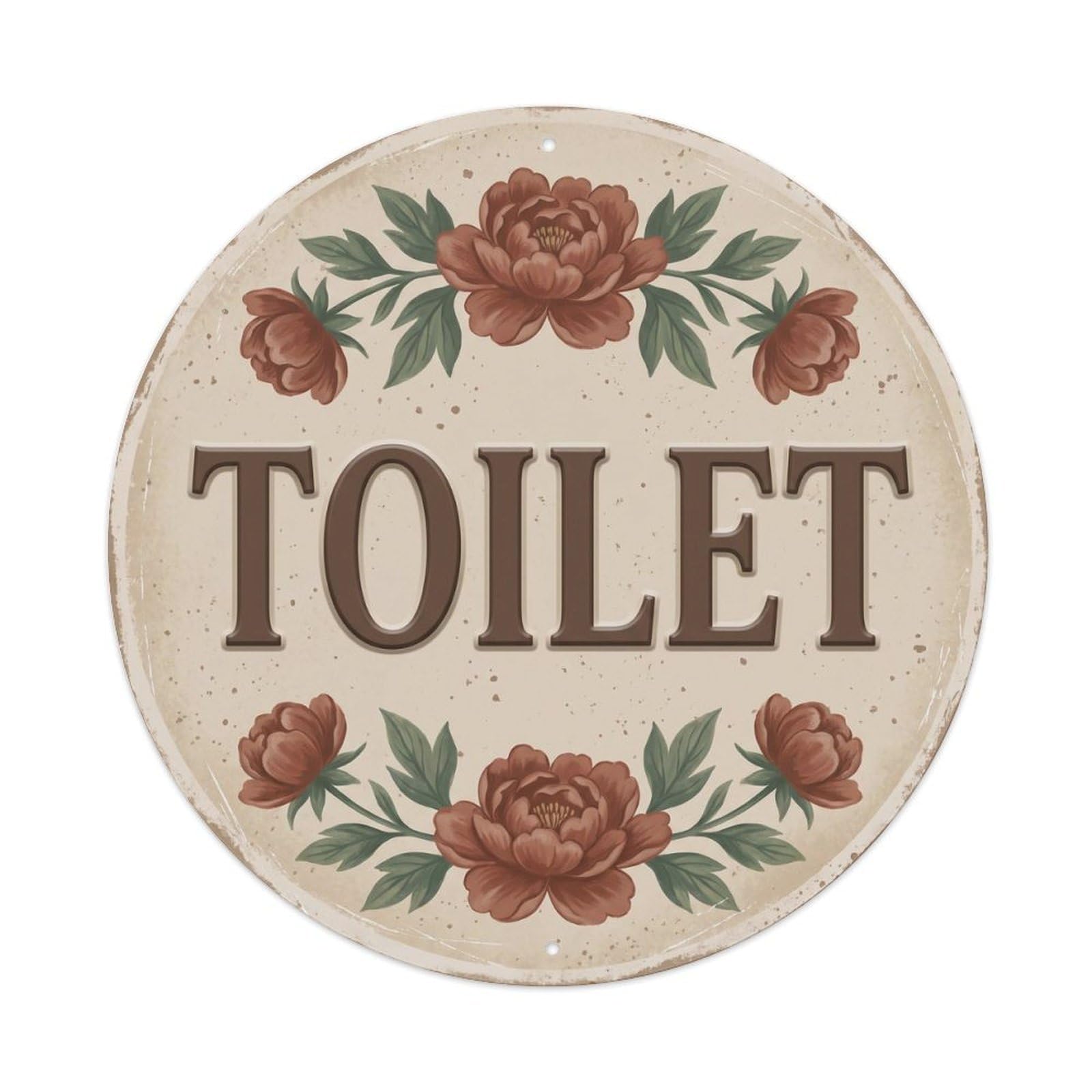 Okahys 8X8inch(20X20cm) Toilet(Wc) Signage Peony Vintage Metal Tin Sign