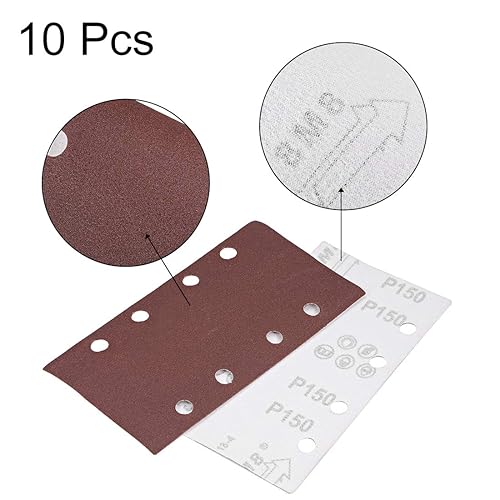 Miniatura 3 de uxcell 150 Grit 13 Lijadora Hoja Lijadora Papel de lija Almohadillas de Gancho y Bucle 8 Agujeros 10pcs