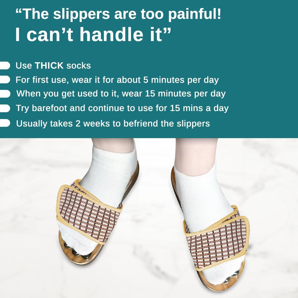 Comfecto Acupressure Massage Slippers with Earth Stone, Wooden Reflexology Acupuncture Sandals for Plantar Fasciitis Therapy, Fit 8-9.5 Men / 9.5-11 Women Feet Size - Image 4