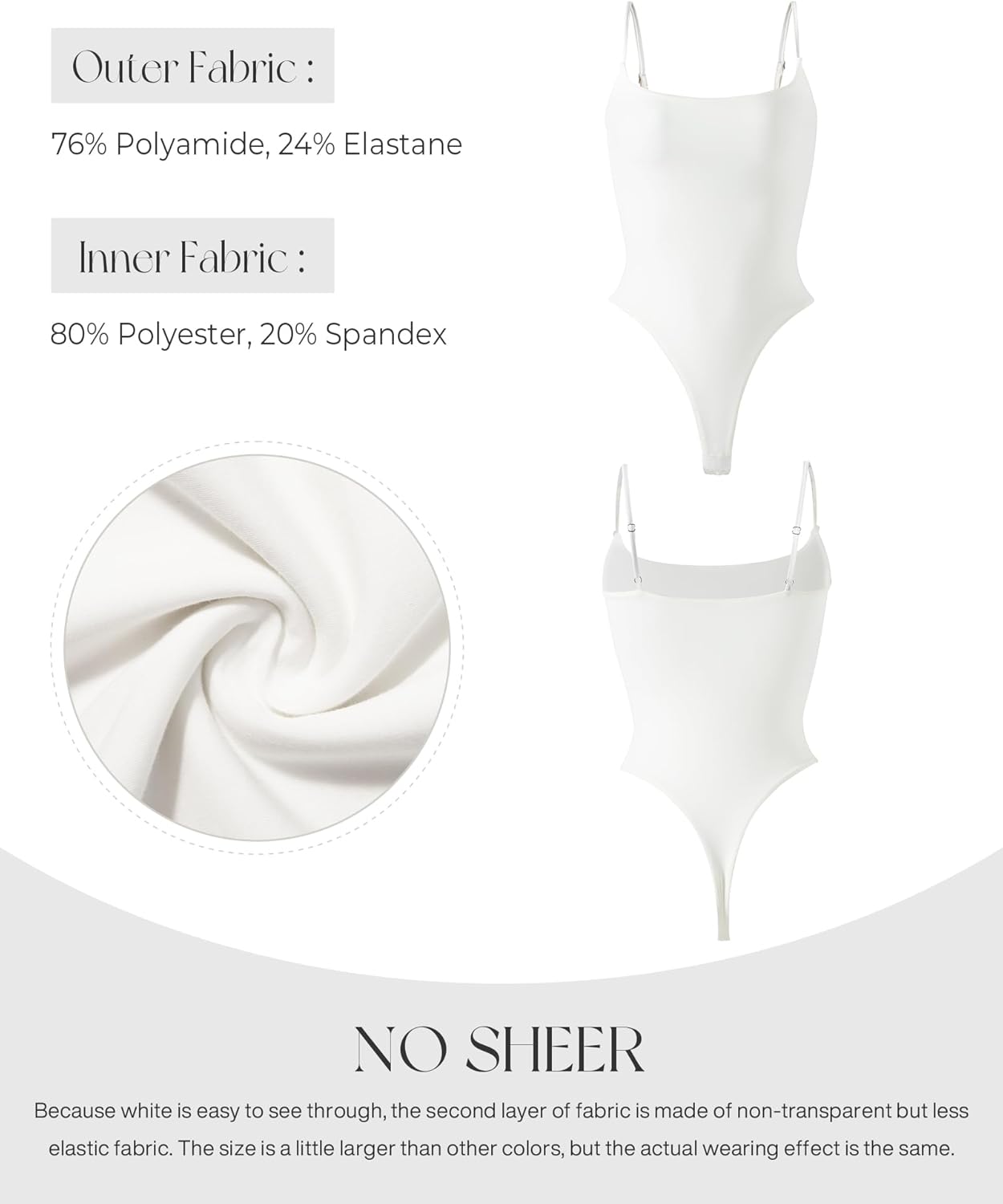 SUUKSESS Women Sexy Square Neck Thong Bodysuit Backless Cami Bodysuit Top - Image 5