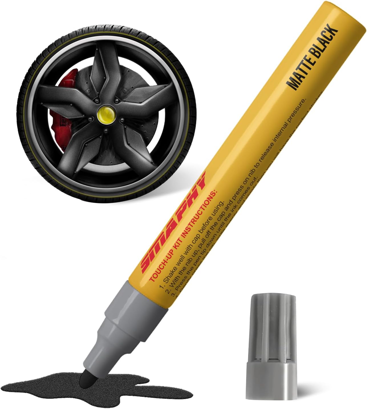 SMAPHY Matte Black Paint Pen, Car Wheel Scratch Repair