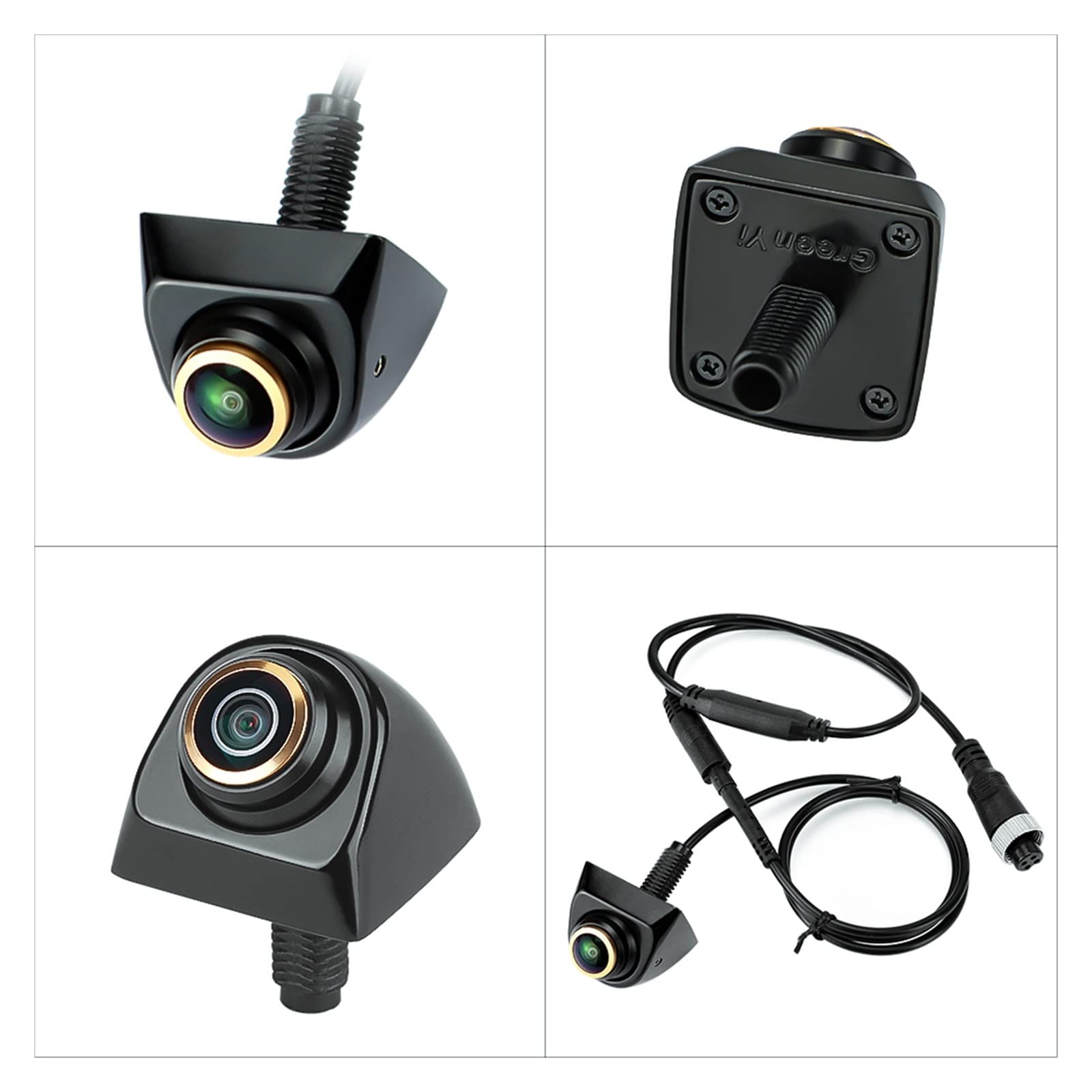 4-pinowy kabel głowicy lotniczej Obiektyw typu rybie oko HD 1080P ° Regulowana tylna kamera cofania do monitora AHD(AHD1080P/CV)