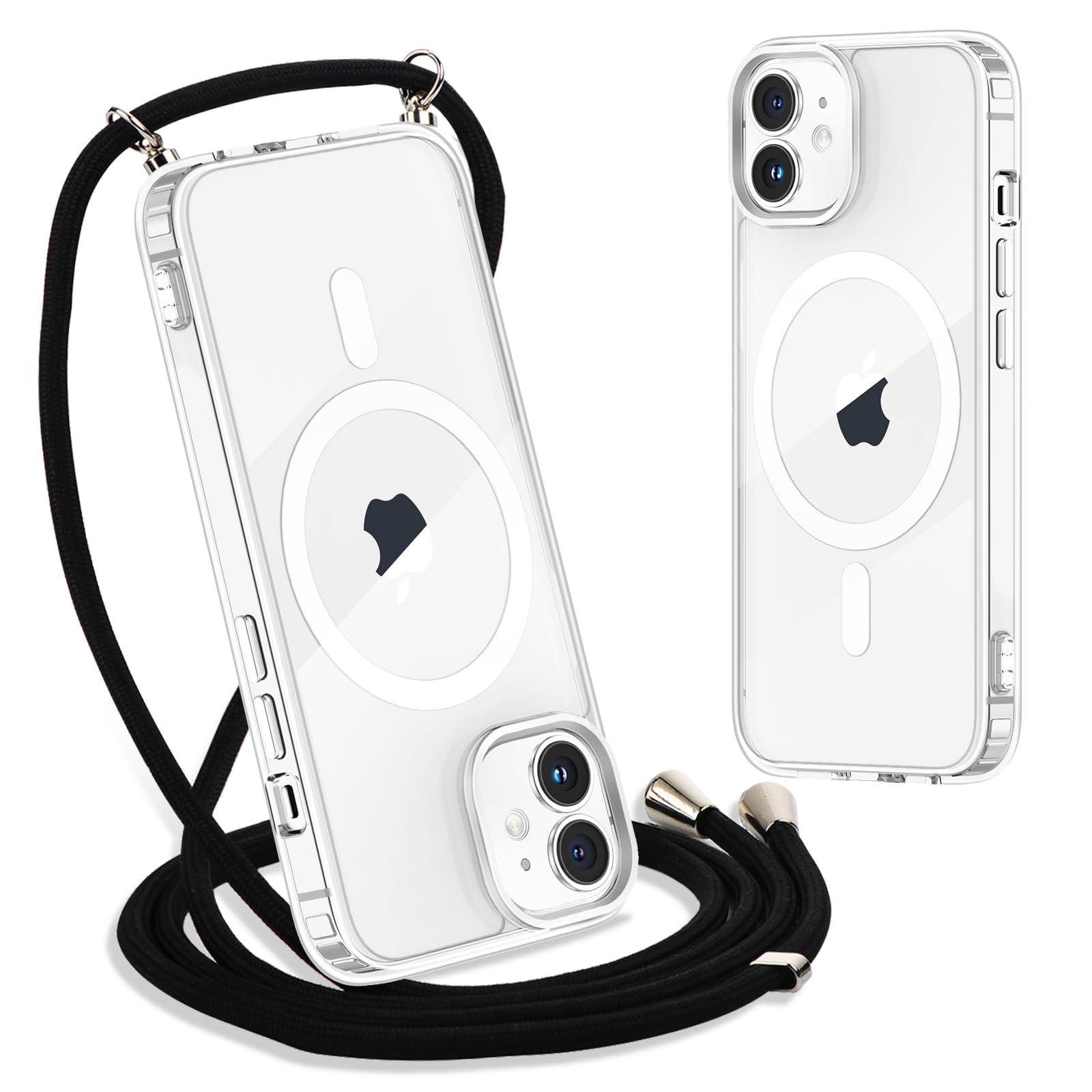 Xylota Magnetica Cover con Cordino per iPhone 12/12 Pro 6,1 Compatibile con MagSafe, Aesthetic Motivo Disegni Trasparente Custodia, Protettiva Case con Laccio Tracolla per iPhone 12 Pro, butterfly 02