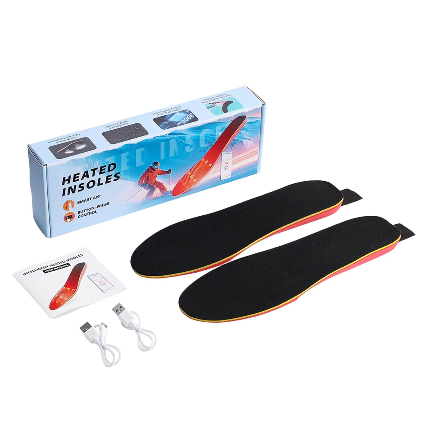 Plantillas Calefactables para Zapatos 3 Ajustes de Temperatura Recargables