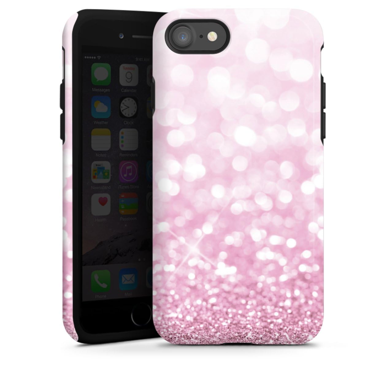 DeinDesign Coque Compatible avec Apple iPhone SE (2022) Coque renforcée Coque Antichoc Rose Paillettes Look Brillant