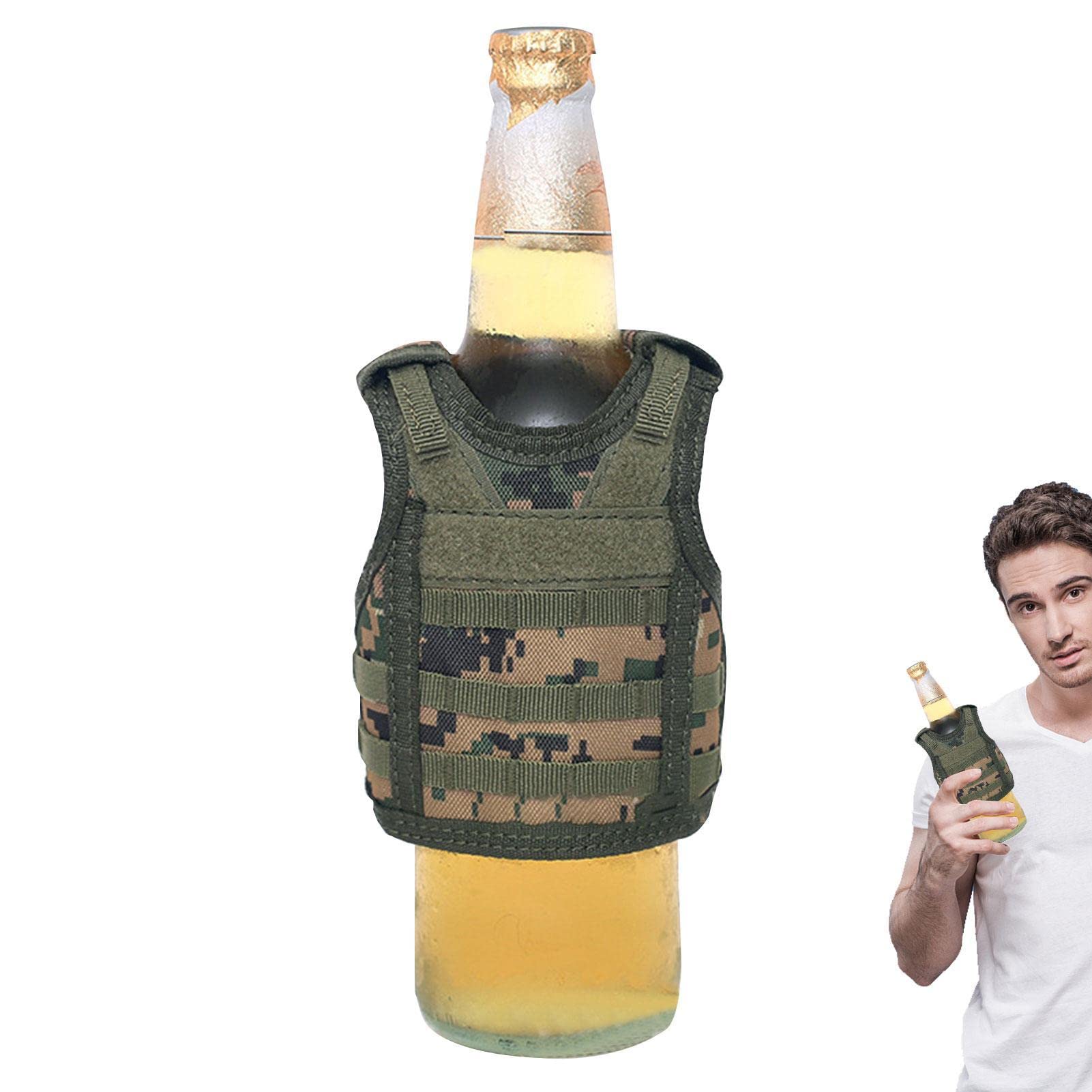 Mini Gilet Isolant Pour Canettes Et Bouteilles - Refroidisseur De Boissons Amusant, Design Tactique, Sangle Réglable