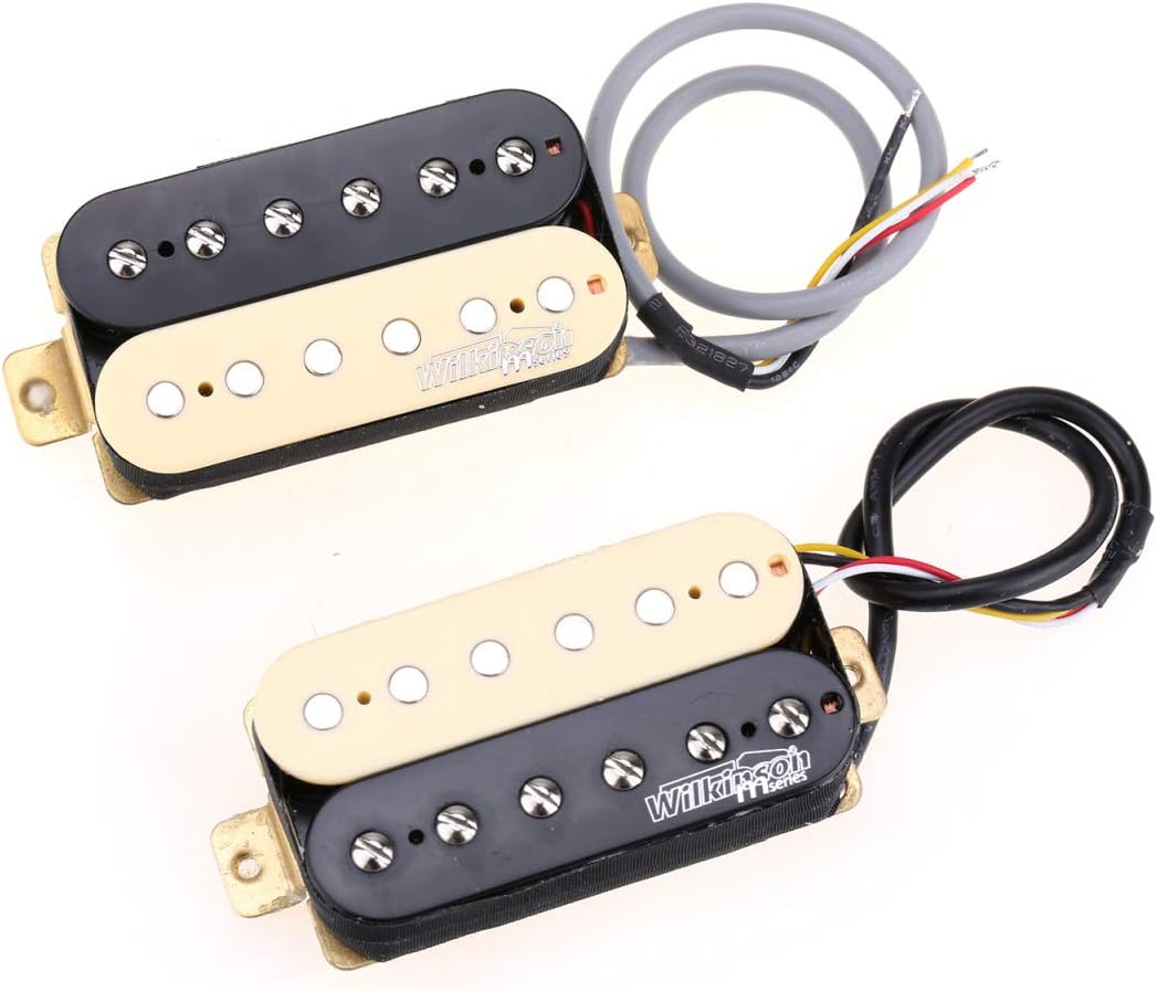 Wilkinson Classic Tone Ceramic Overwound Open Style Humbucker Pickups Set for Electric Guitar, Zebra
