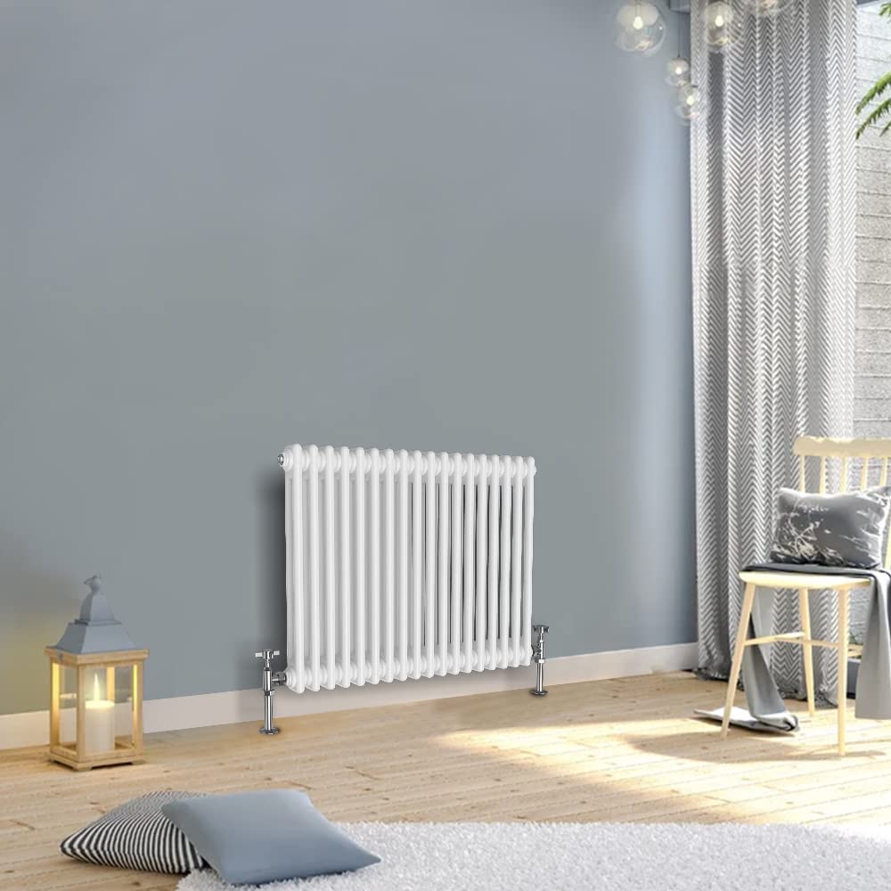 Warmehaus White 600X830mm Horizontal Traditional 2 Column Cast Iron Style Radiator Central Heating