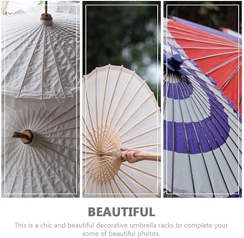 Miniatura 4 de FOMIYES Paraguas de papel aceitado hecho a mano, 2 unidades, diseño de esqueleto de papel de aceite, paraguas de madera, marco de madera, vintage,
