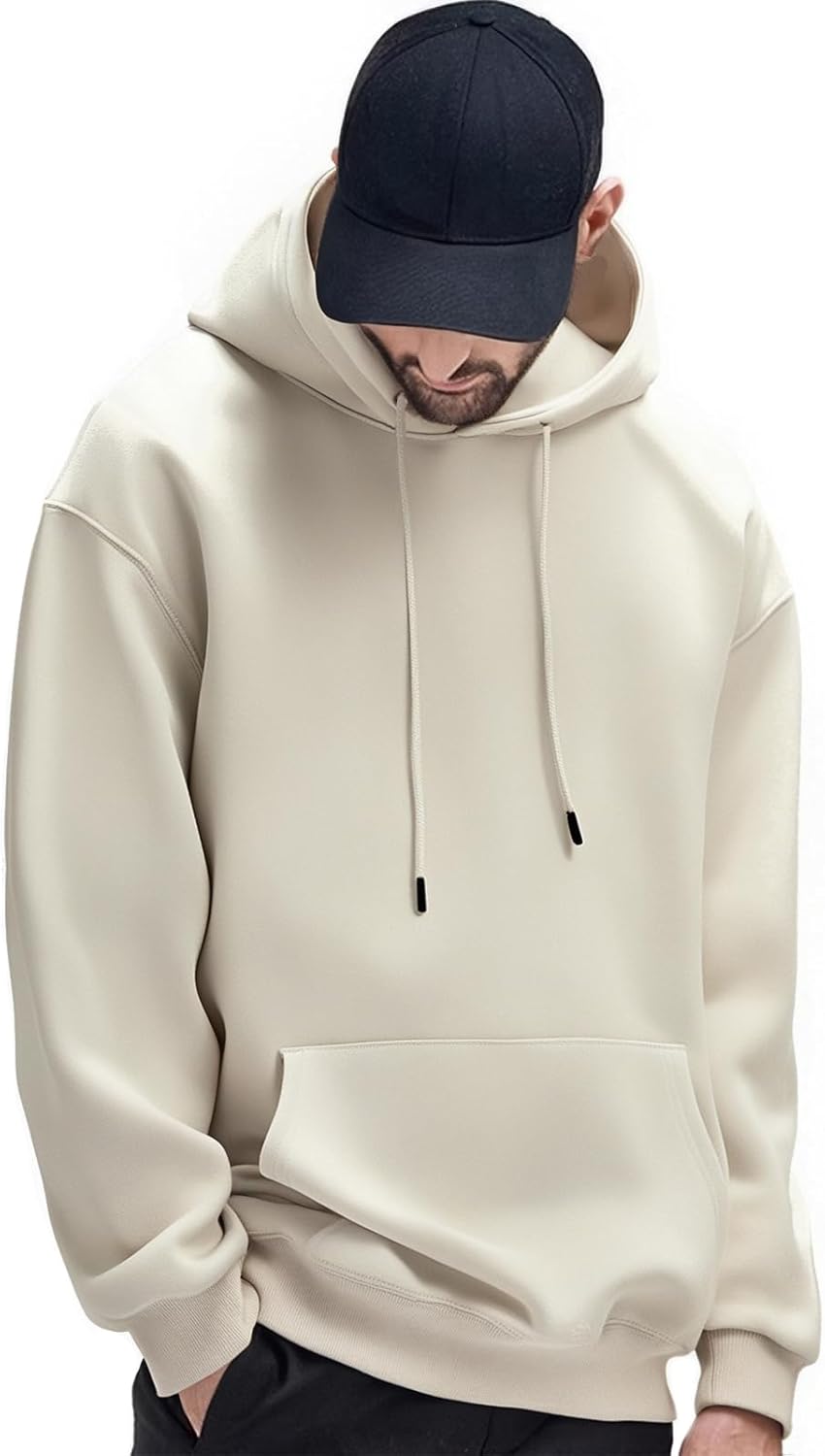 FoxQ Mens Casual Cotton Hooded Pullover Sweatshirts Drawstring Long Sleeve Hoodies