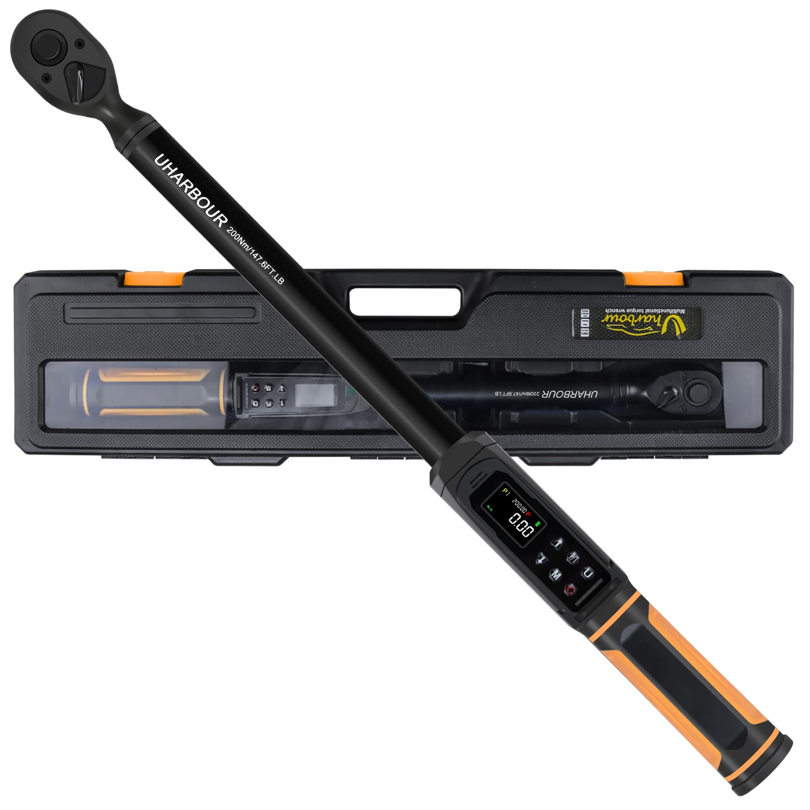 Digital Torque Wrench 1/2 Drive, 2.2-147.5 Ft.lb, 1/2 Digital Torque Wrench ±1% Accuracy with Vibration, Buzzer and LED Alert, Suitable for Car, Motorcycle and Bicycle