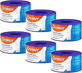 Esparadrapo Branco 1,2cm x 4,5m - Kit com 6 Unidades