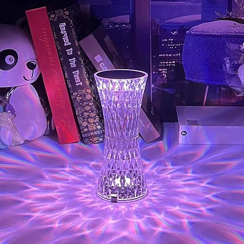 Acrylic Touching Control Rose Crystal Lamp Rechargeable,Portable Crystal Touch Lamp,Rgb Diamond Table Lamp Bedside Lamp With Remote For Bedroom,Living Room,Dining Room (Clear-16 Color-Canton Tower) #TOP6