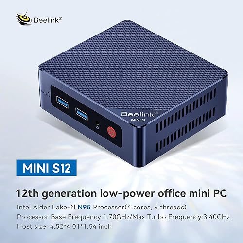 Miniatura 2 de Beelink Mini PC, Mini S12 Mini computadora 12ª generación Quad-Core N95, computadoras de escritorio 8G DDR4 RAM 256G SSD, PC pequeña 4K UHD Dual