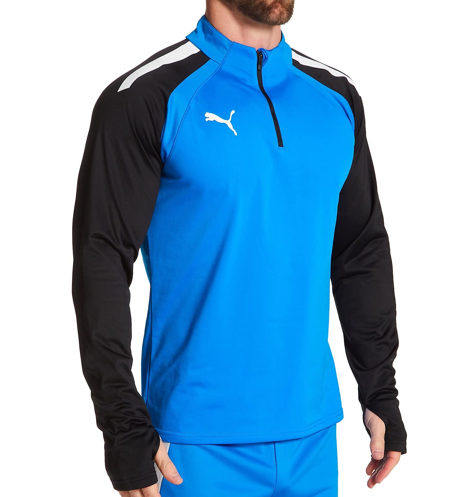 PUMA Men's TeamLIGA 1/4 Zip Top, Electric Blue Lemonade, L