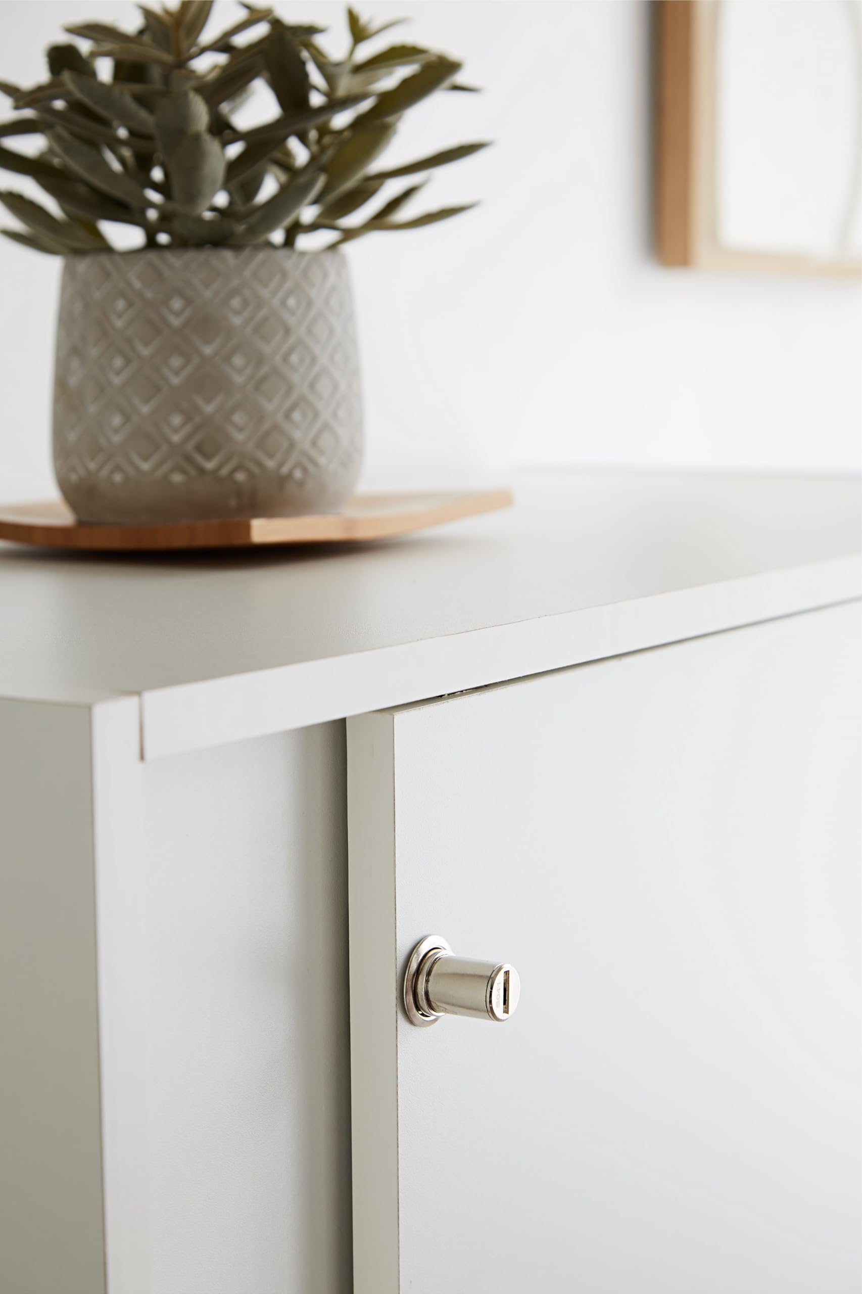 Armoire basse bois H 100 x L 90 cm portes coulissantes Essens (Blanc)