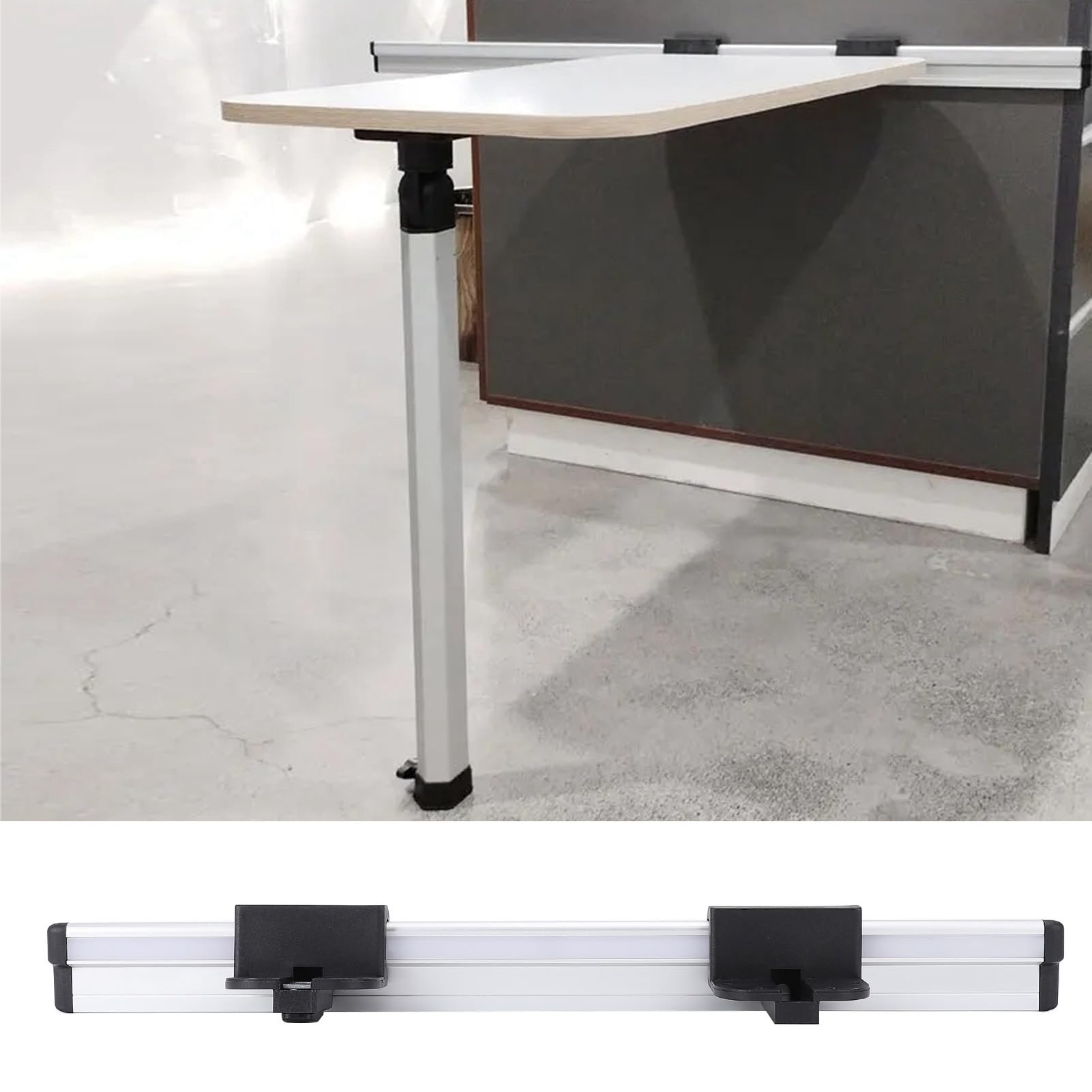 Soporte de Montaje en Pared de Riel de Soporte de Mesa RV de Aluminio de 20 Pulgadas con Hebillas Desmontables para Instalación de Mesa de Remolque de Autocaravana