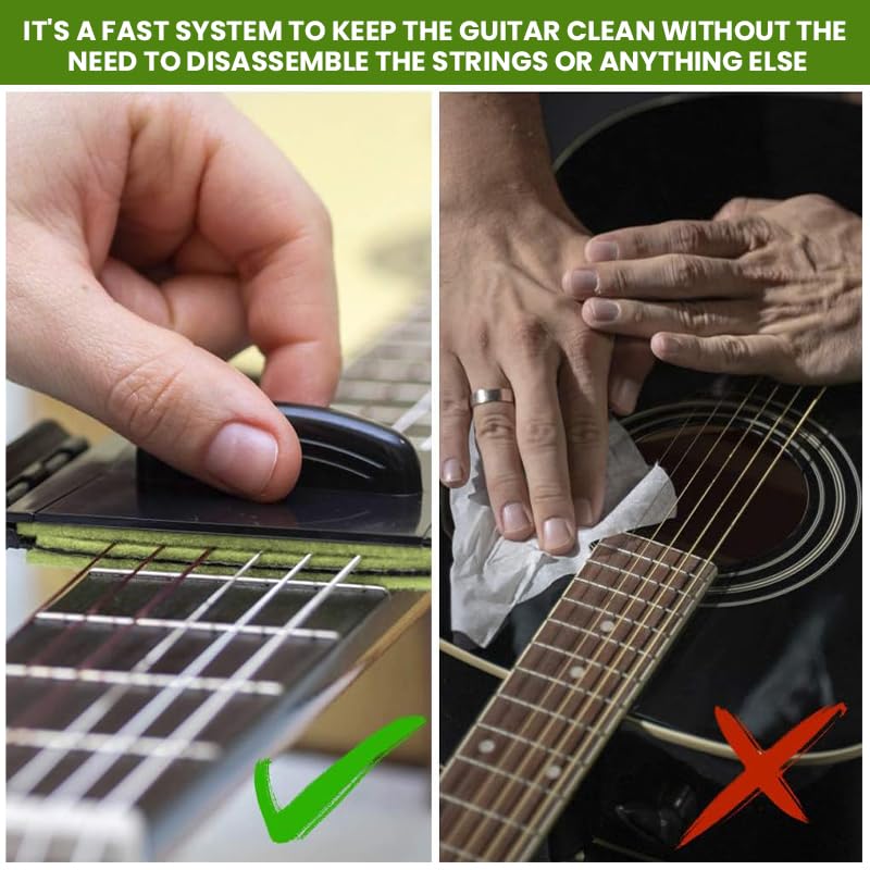 Image of HASTHIP Guitar String Cleaner Pad, Double-Sided Scouring & Polishing Fretboard Cleaning Cloth, Reusable Guitar Maintenance Tool for Acoustic, Electric, Bass, Guitar Maintenance Accessory (1 Pc)