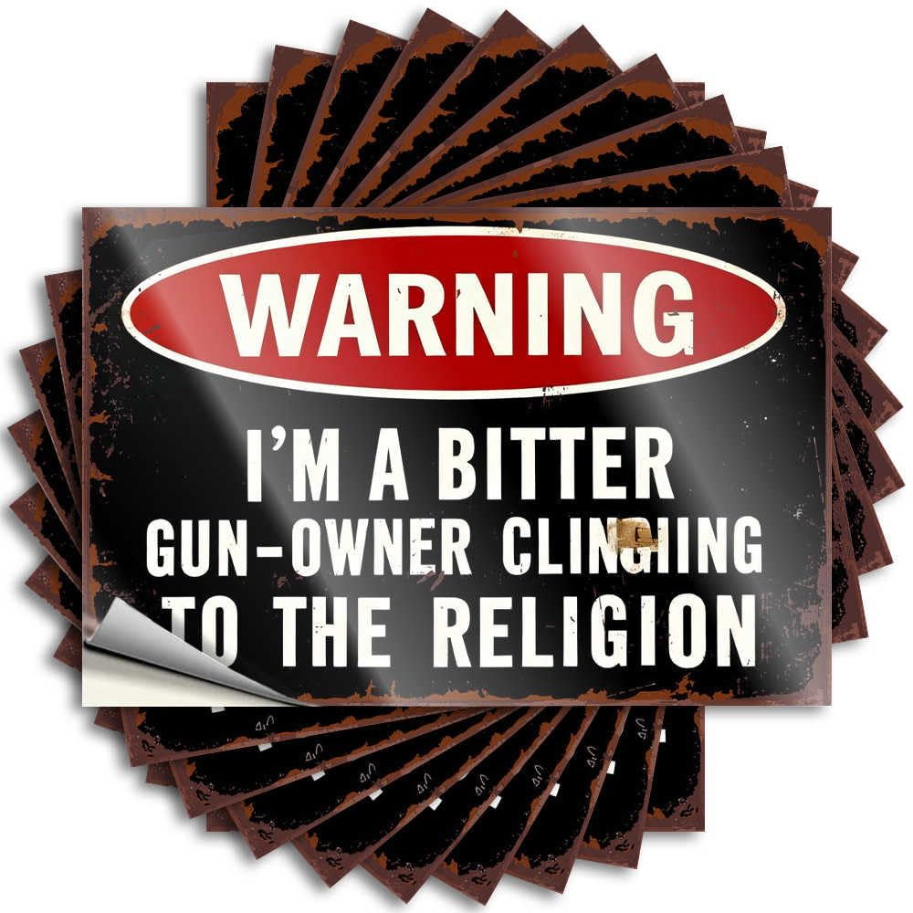 Dorm Decorations Big Decals - Warning: Bitter Gun Owner Clinging to Religion Removable Decal Bumper Easy Peel for Water(6X9CM)