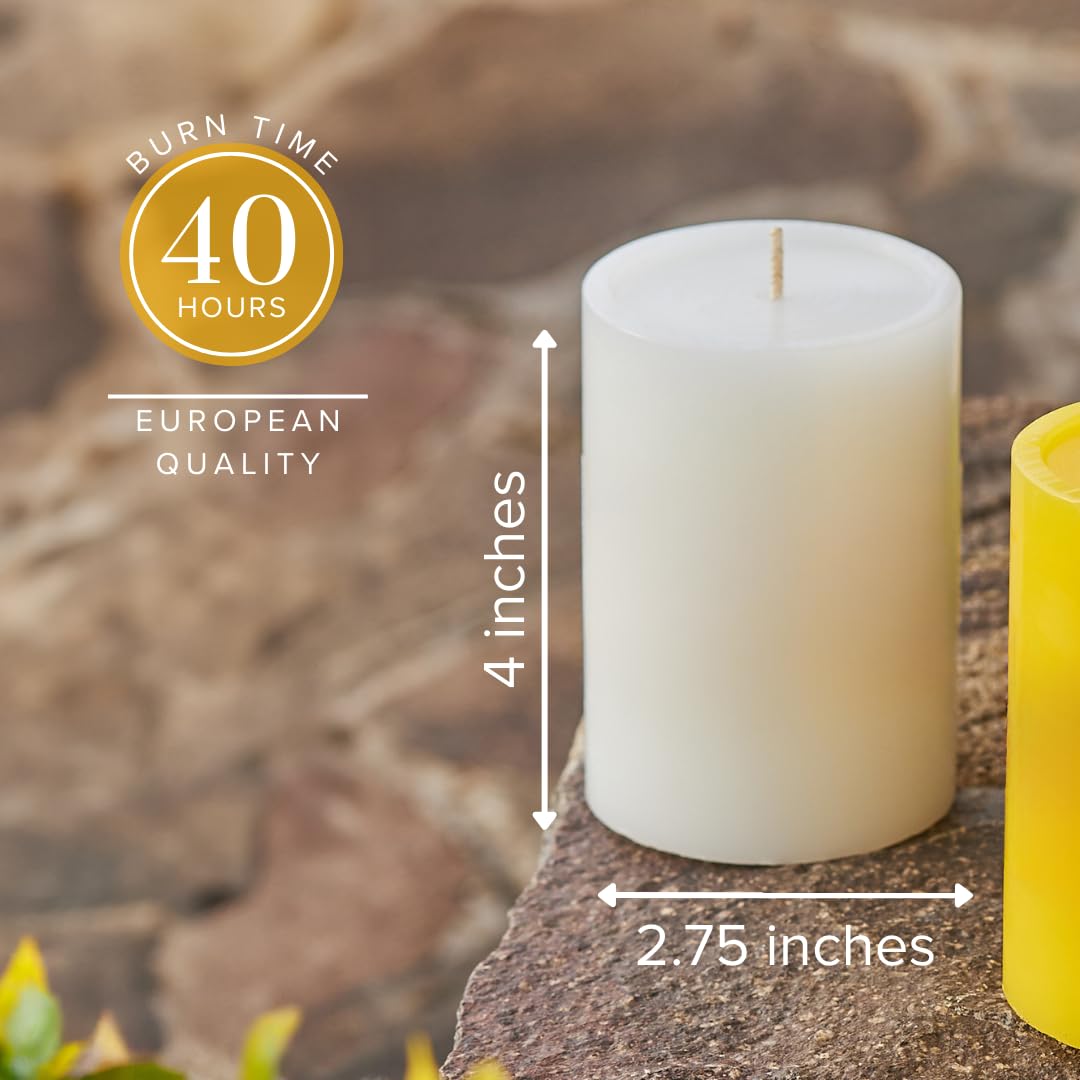 Simply Soson Citronella Candle - Citronella Scented Pillar Candles Ivory - 3x4 inch - 3 Pack - Long Lasting Burn Outside Candles for Garden Yard Balcony, Summer Camping