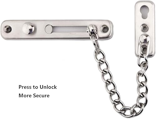 Miniatura 5 de Cerradura de puerta de cadena de acero inoxidable, resistente pestillo interior de la puerta, cerradura de puerta sin llave, añade seguridad