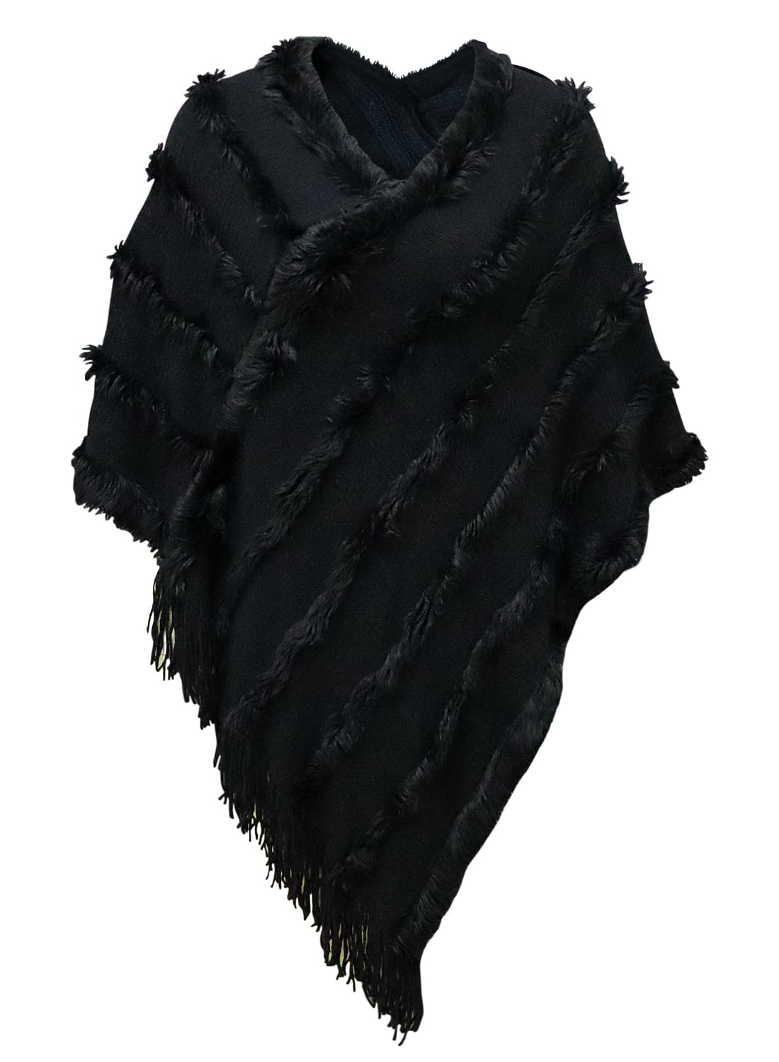 JFAN Poncho Donna Invernale Mantella Scialle in Maglia con Scollo a V Peluche Leggero Coprispalle Donna Elegante
