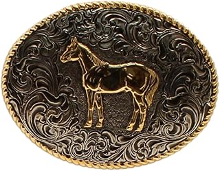 Crumrine Oval Roped Edge Standing Horse Antique