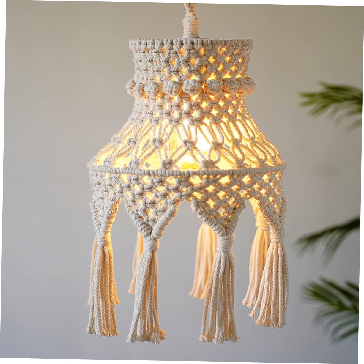 Zerodeko Macrame Pendant Lamp Shade Bohemian Ceiling Light for Living Room Bedroom Bathroom Elegant Decor Accessory with Textured Design for Home Styling