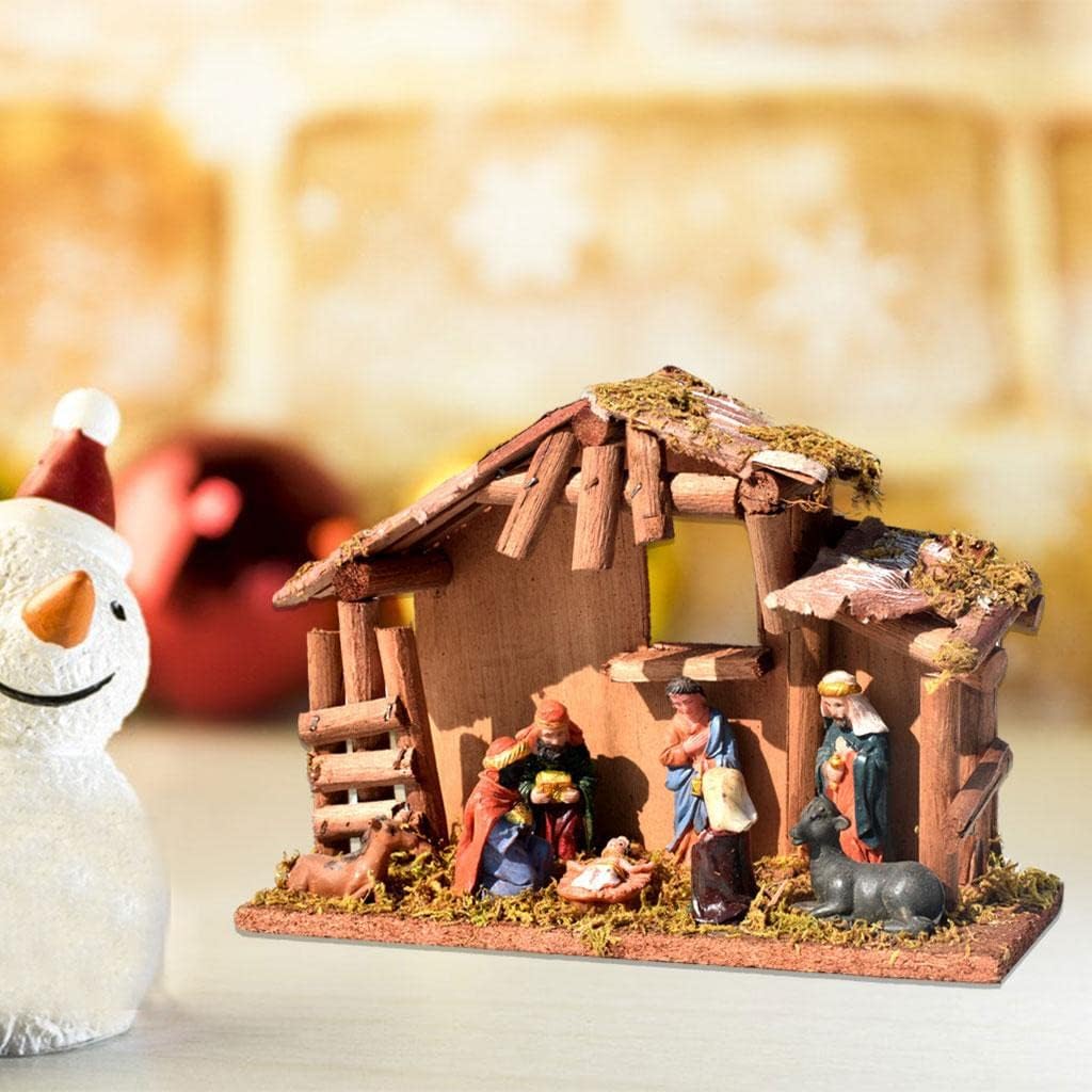 Hand Painted Nativity Figurine Set | Religious Christian Home Decor | Easter Table Decor for Nativity Collectors | Inspirational Bible Art - A
